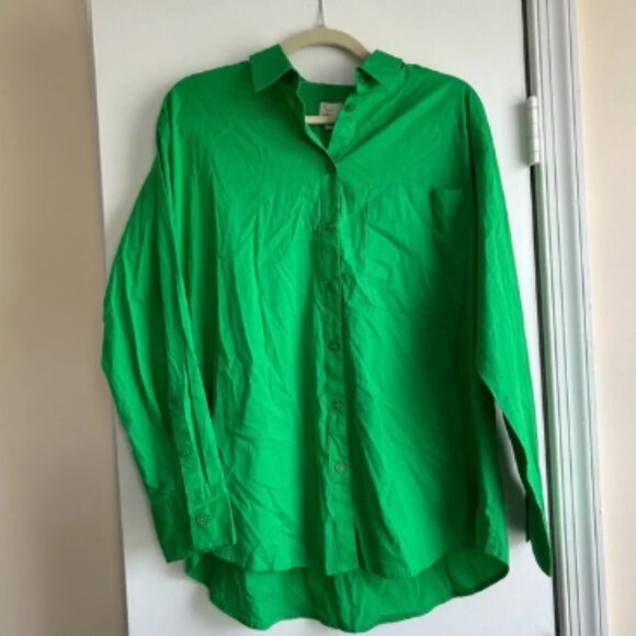 Target A New Day Vibrant Green Oversized Button Down Size M - Picture 1 of 5